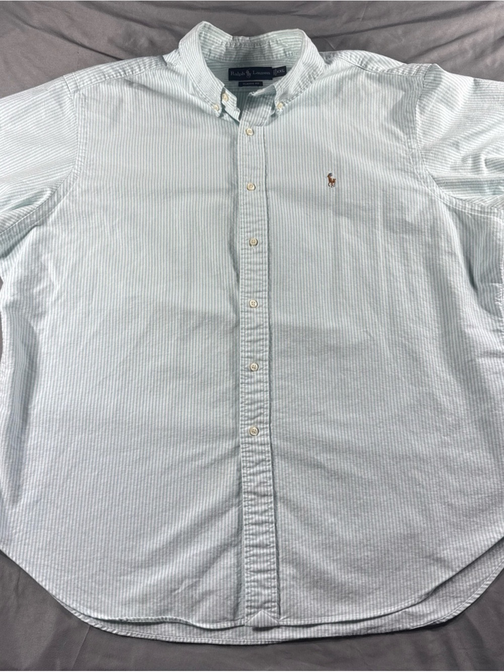 Ralph Lauren Men’s Light Blue Striped Button-Down Shirt  XXL